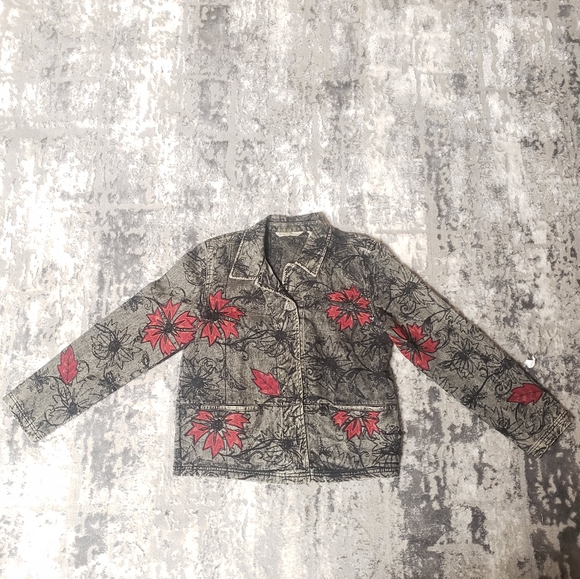 FRENCH LAUNDRY Black Wash Boho Denim Jacket - Picture 2 of 6